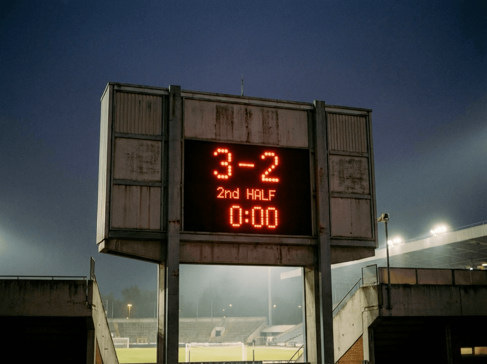 Soccer scoreboard game moment
